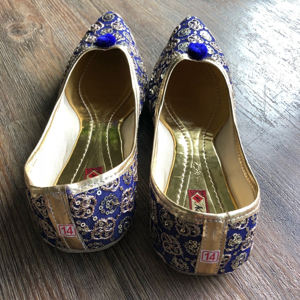 Blue Bling Indian shoes - Picture 6 of 7